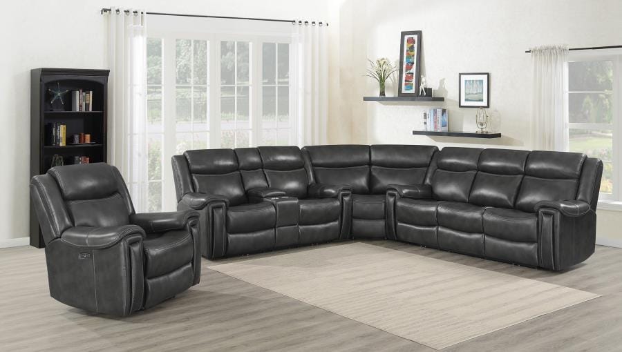 Shallowford Upholstered Power^2 Loveseat with Console Hand Rubbed Charcoal