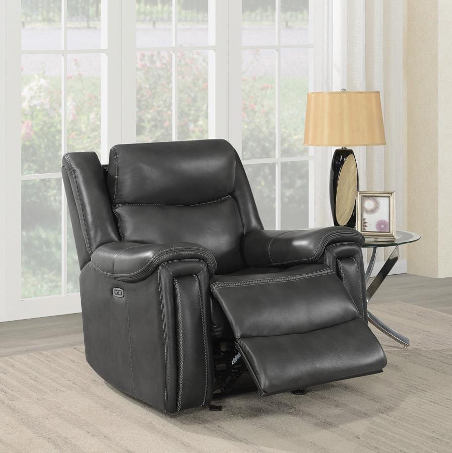 Shallowford Upholstered Power^2 Glider Recliner Hand Rubbed Charcoal
