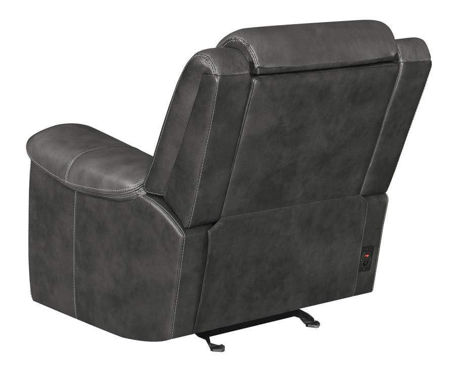 Shallowford Upholstered Power^2 Glider Recliner Hand Rubbed Charcoal