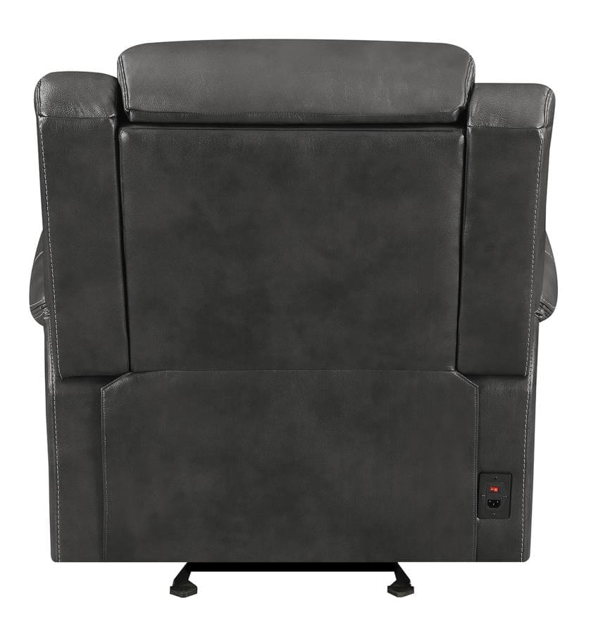Shallowford Upholstered Power^2 Glider Recliner Hand Rubbed Charcoal