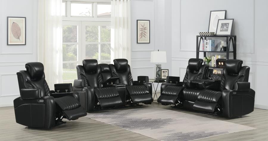 Bismark 3-piece Living Room Set with Power Headrest Black
