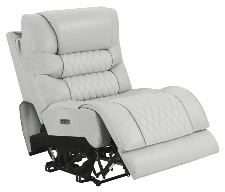 Garnet Upholstered Power Reclining Seat and Power Headrest Home Theater Light Grey