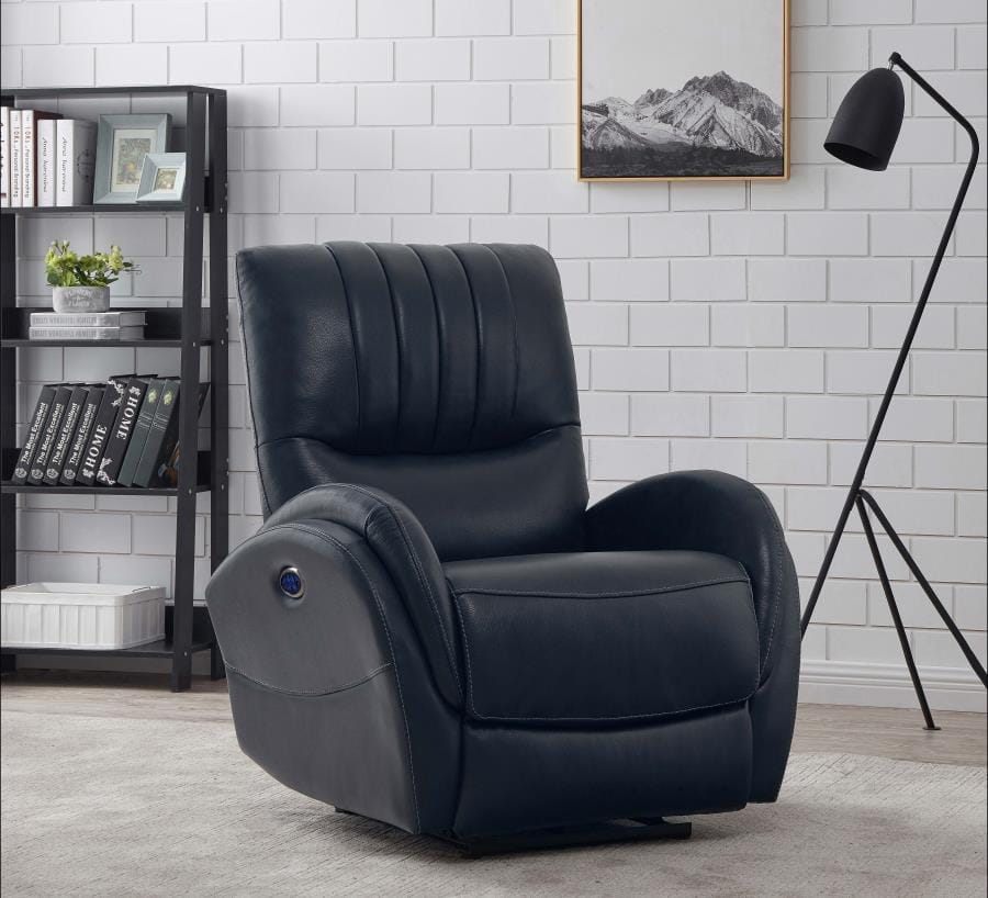 Upholstered Power^3 Recliner with Power Lumbar Blue
