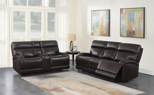 Longport 2-piece Upholstered Power Living Room Set Dark Brown