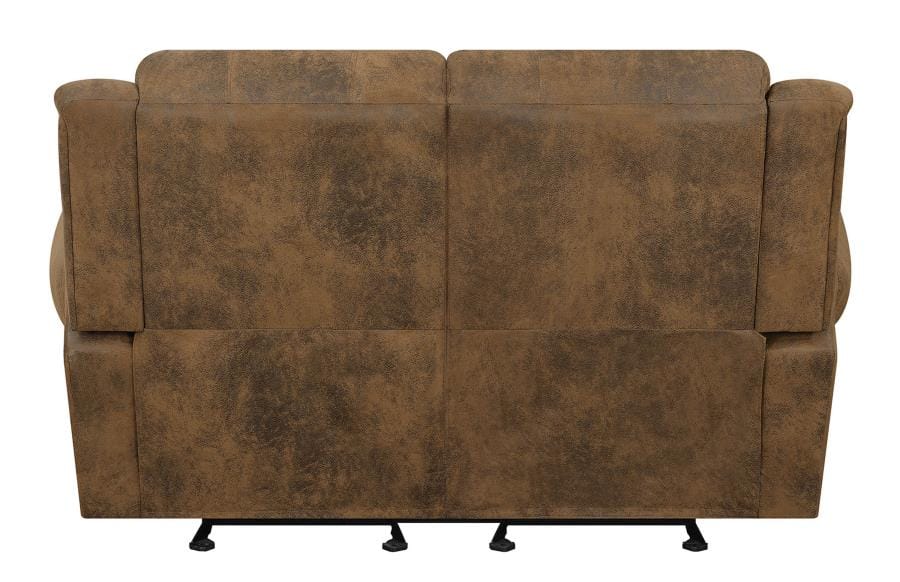 Sir Rawlinson Rolled Arm Glider Loveseat with Nailhead Trim Buckskin Brown