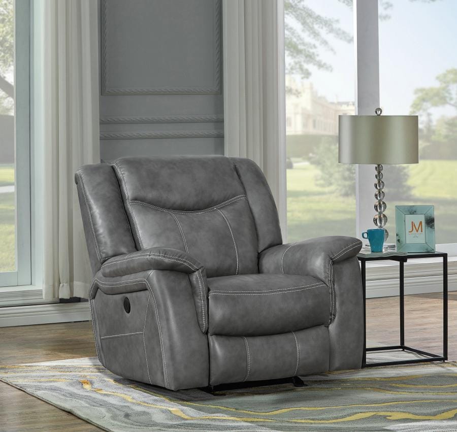 Conrad Upholstered Power Glider Recliner Grey