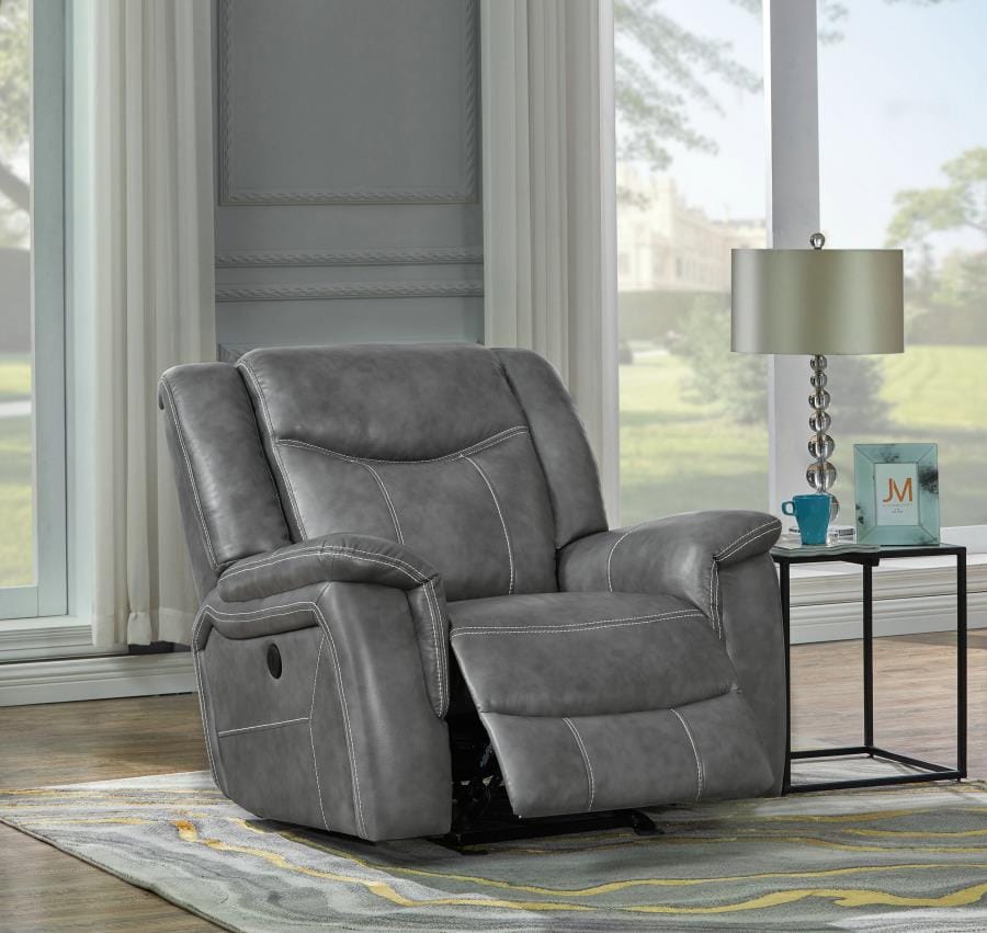 Conrad Upholstered Power Glider Recliner Grey