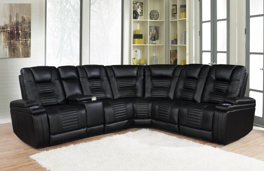 Zane 6-piece Dual Power Sectional Black