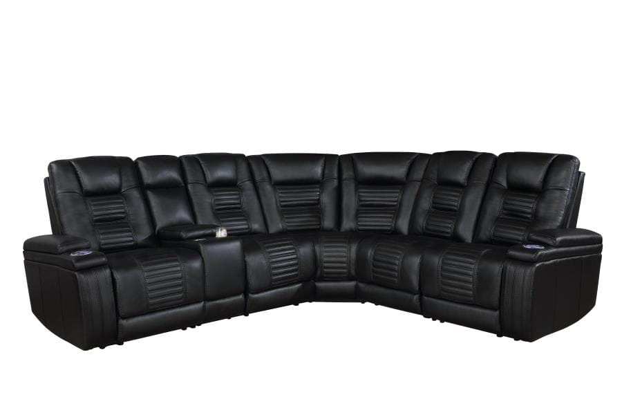 Zane 6-piece Dual Power Sectional Black