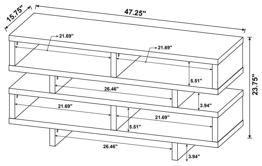 Parker TV Console with 5 Open Compartments Cappuccino