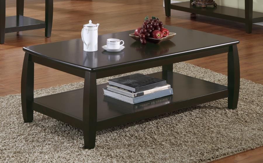 Dixon Rectangular Coffee Table with Lower Shelf Espresso