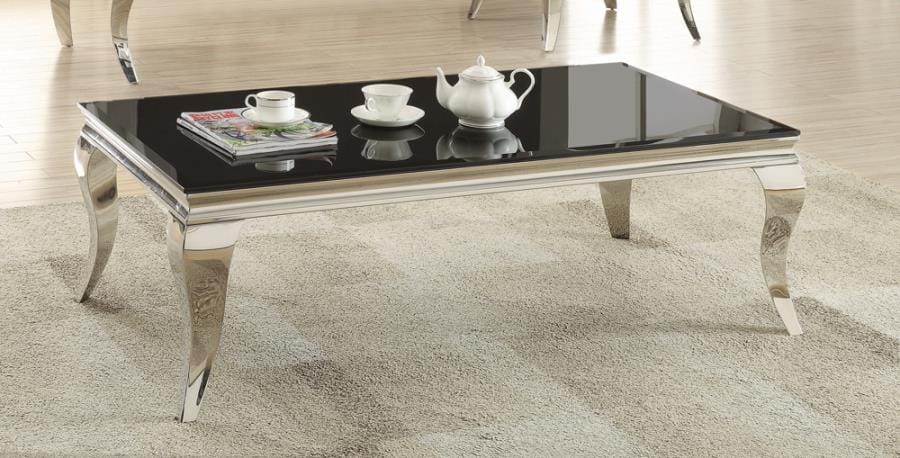 Luna Rectangular Coffee Table Chrome and Black