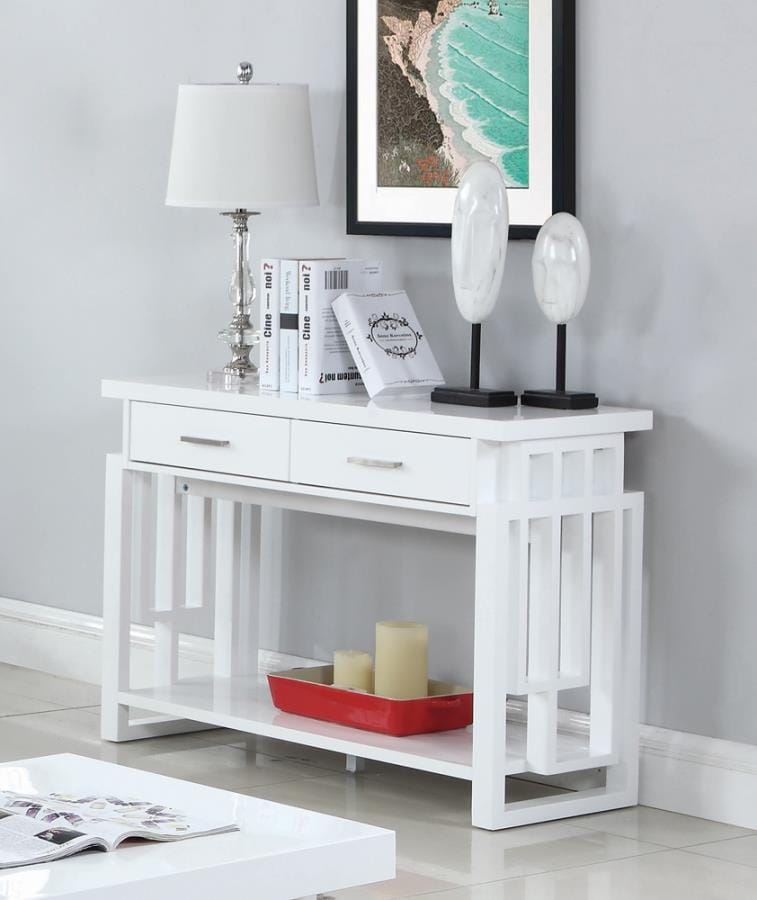 Schmitt Rectangular 2-drawer Sofa Table High Glossy White