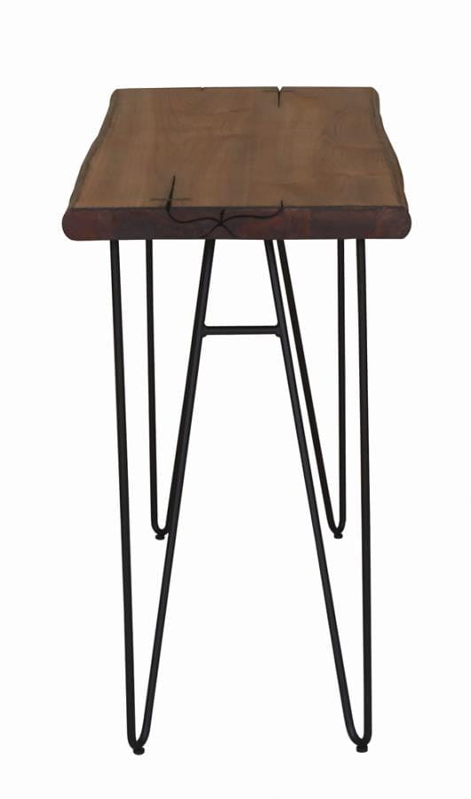 Sofa Table with Hairpin Legs Natural Honey and Gunmetal