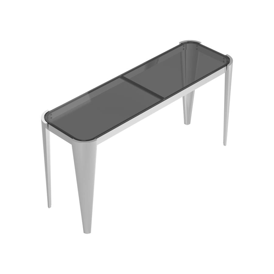 Rectangle Glass Top Sofa Table Silver and Grey