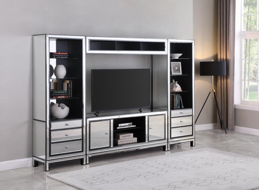 3-drawer Media Tower Black Titanium and Silver