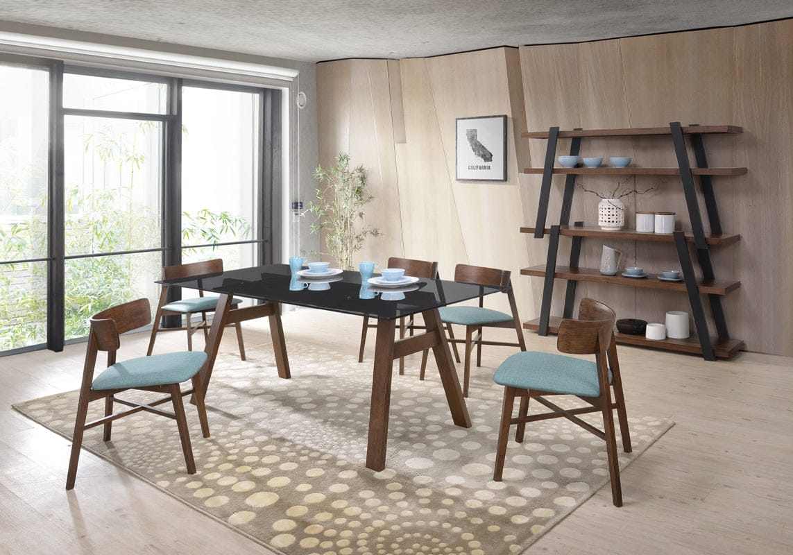 Modrest Travis Modern Blue & Walnut Dining Chair (Set of 2)