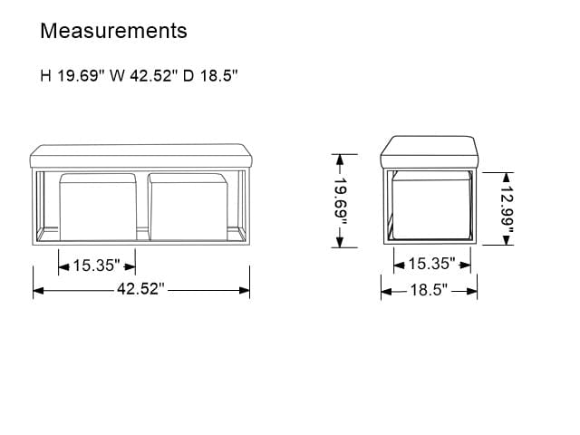Divani Casa Walden Modern Mauve Velvet Bench & Ottoman Set