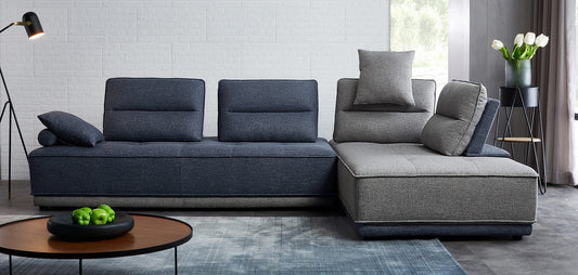 Divani Casa Glendale - Modern Blue + Grey Fabric Modular Sectional Sofa