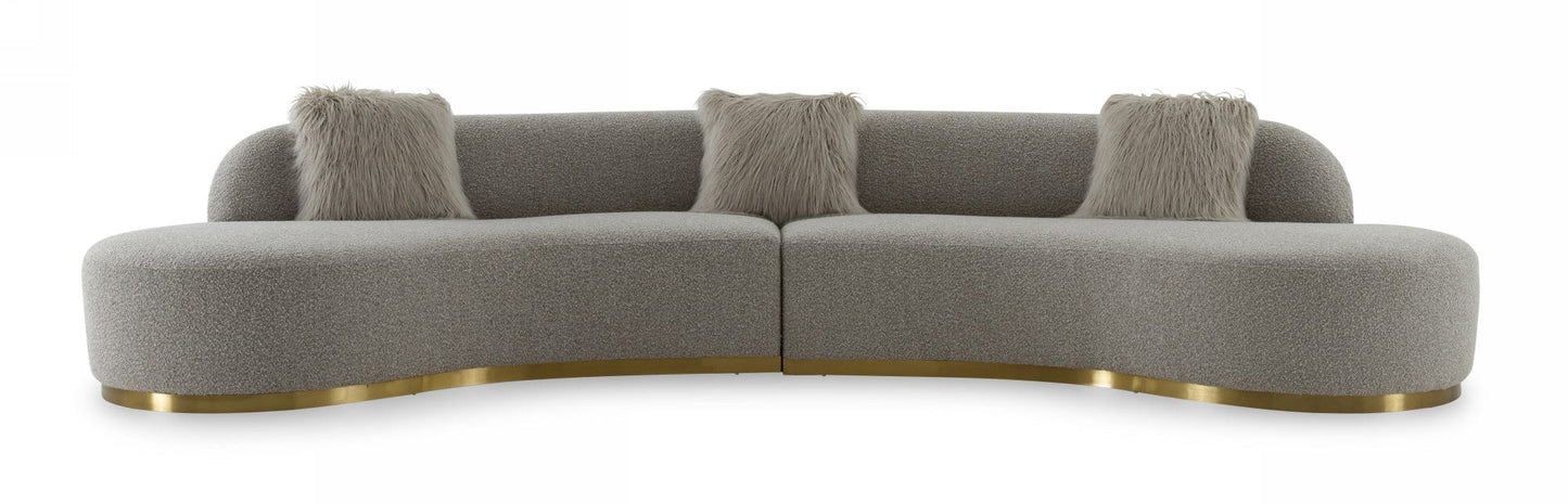 Divani Casa Frontier - Glam Grey Fabric Curved Sectional Sofa