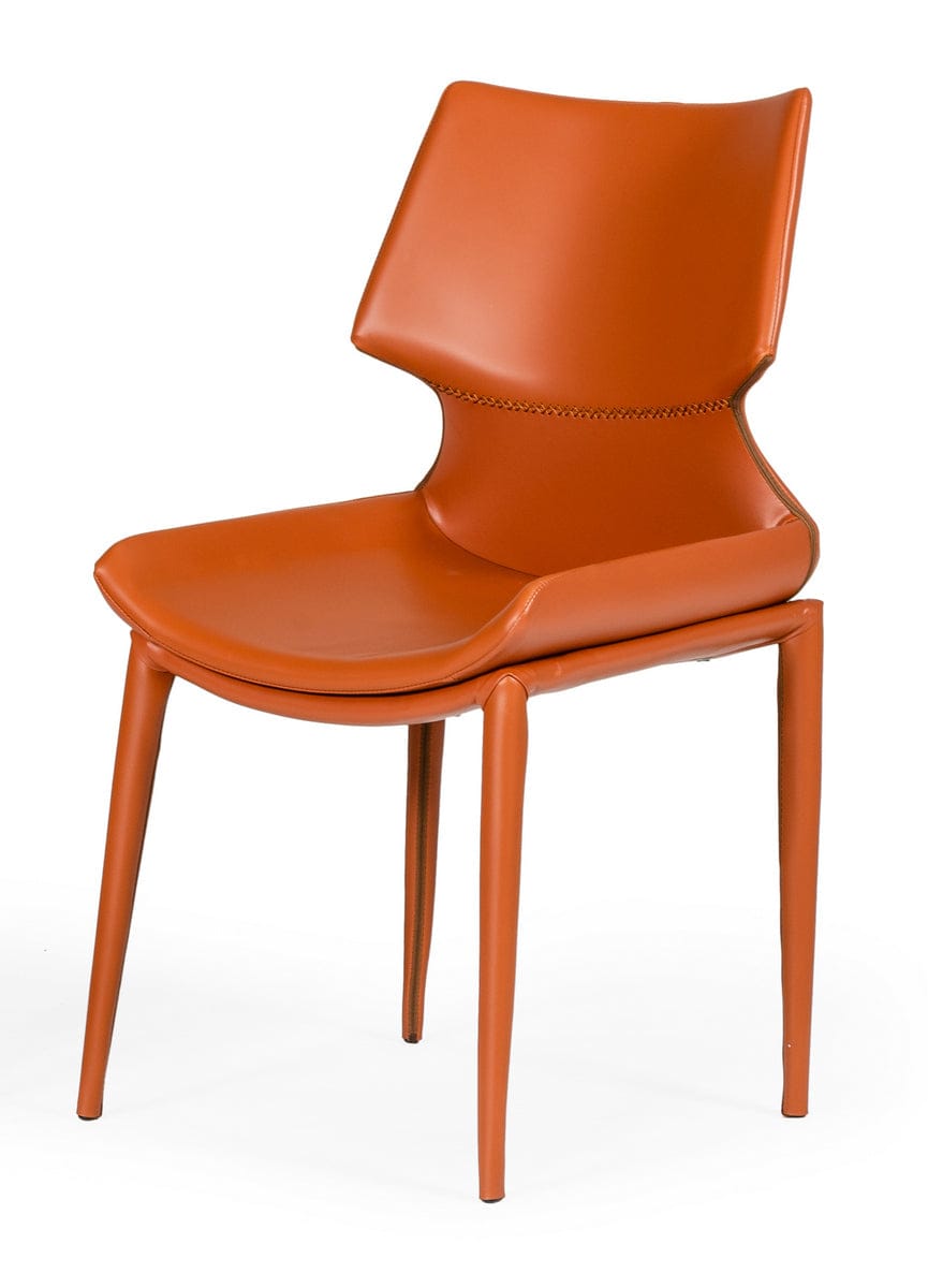 Modrest Helwig - Contemporary Cognac Eco-Leather Dining Chair (Set of 2)