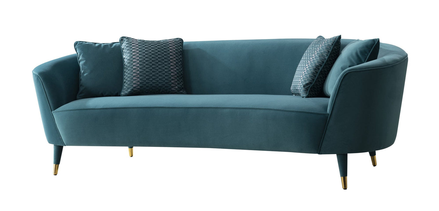 Divani Casa Jenner - Modern Aqua Velvet Sofa