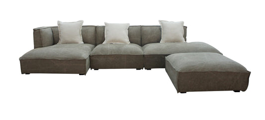 Divani Casa Dania - Modern Beige Fabric Sectional Sofa + Ottoman