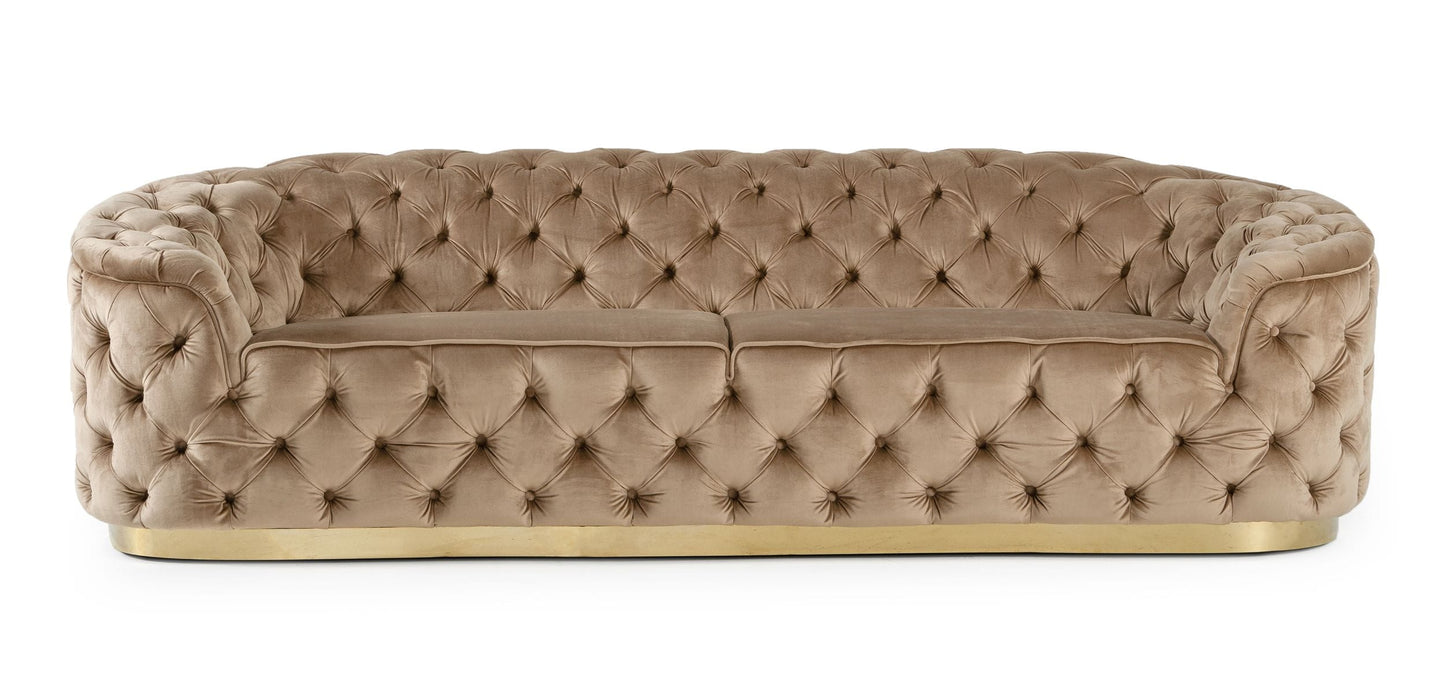 Divani Casa Murdoch - Glam Beige and Gold Fabric Sofa