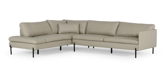 Divani Casa Sherry - Modern Grey Leather Left Facing Sectional Sofa