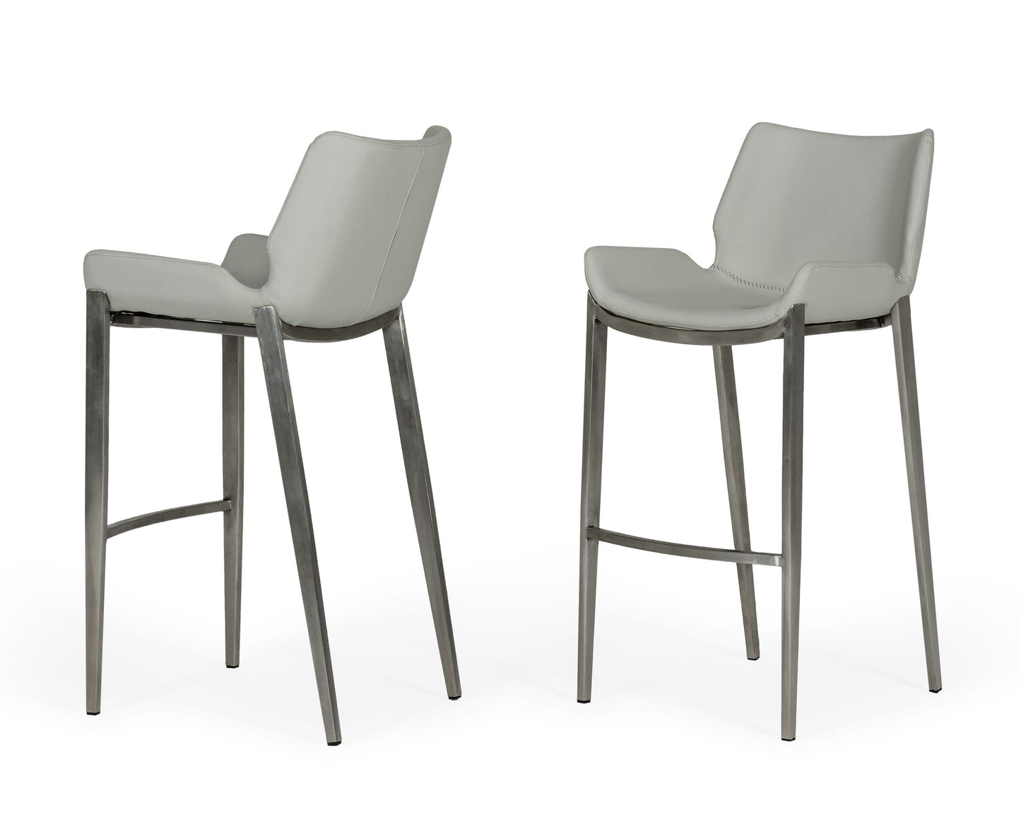 Modrest Dave - Modern Grey Leatherette Bar Stool (Set of 2)