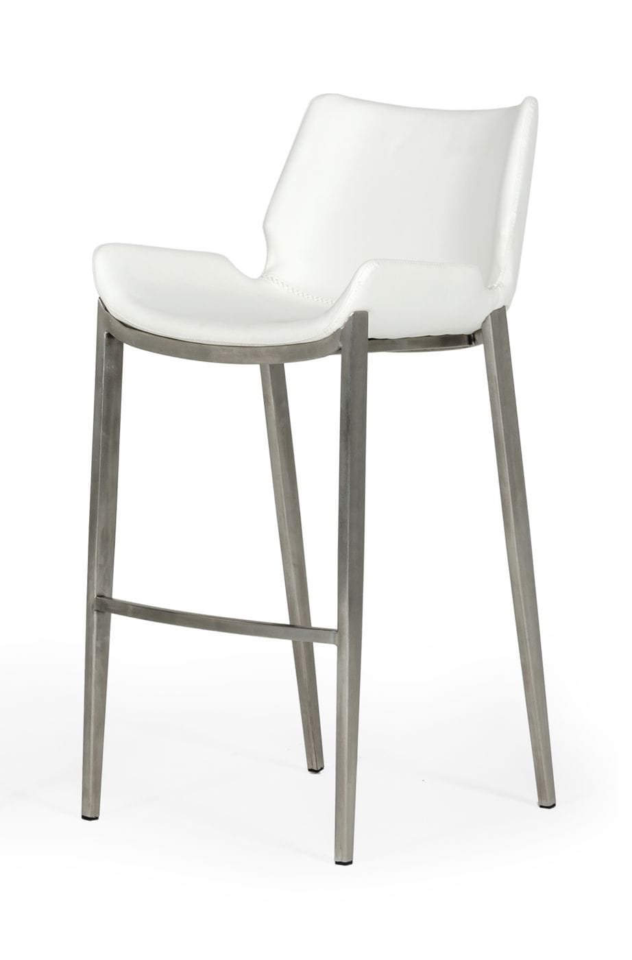 Modrest Dave - Modern White Leatherette Bar Stool (Set of 2)
