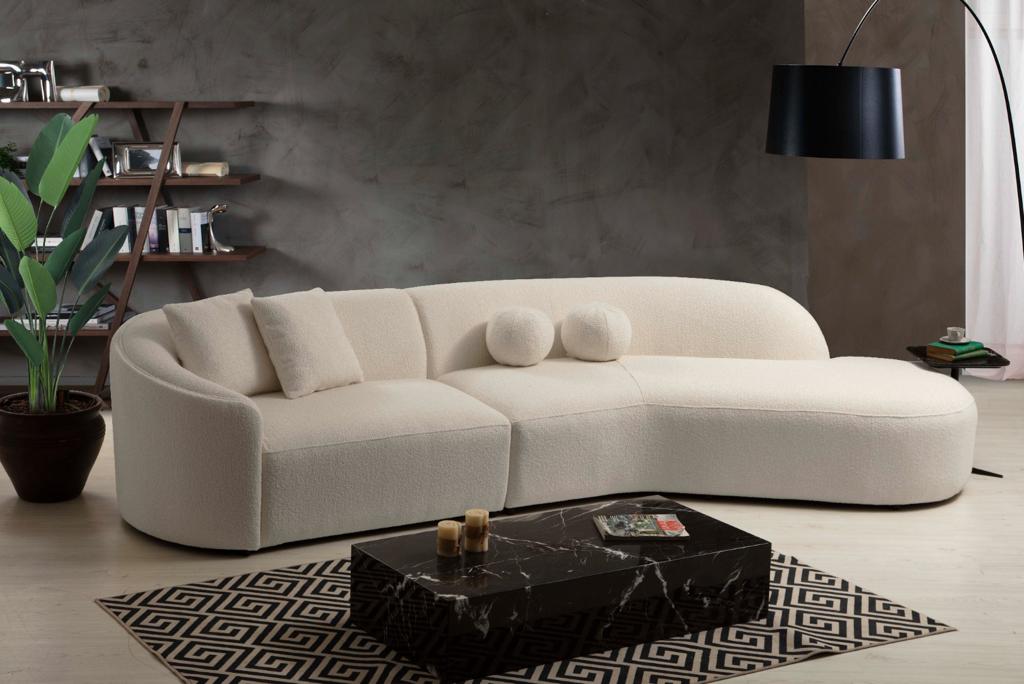 Cloe Ivory Boucle Curved 134" RAF Sectional
