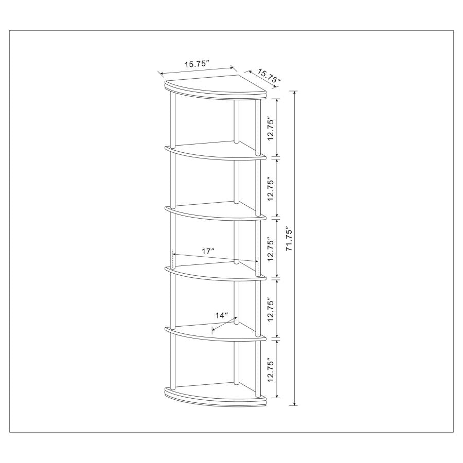 Bonwick 5-shelf Corner Bookshelf Cappuccino