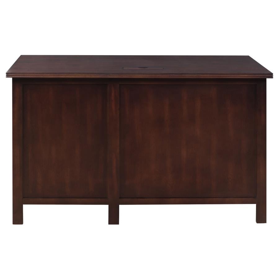 Daryll 4-drawer Office Desk with Outlet Red Brown