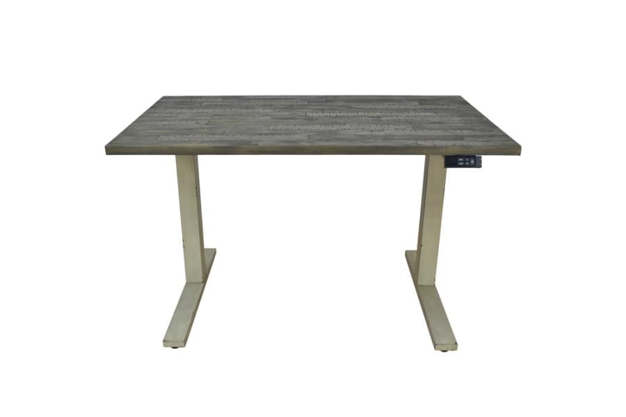 Myers Adjustable Height Standing Desk Weathered Pine and Antique Ivory