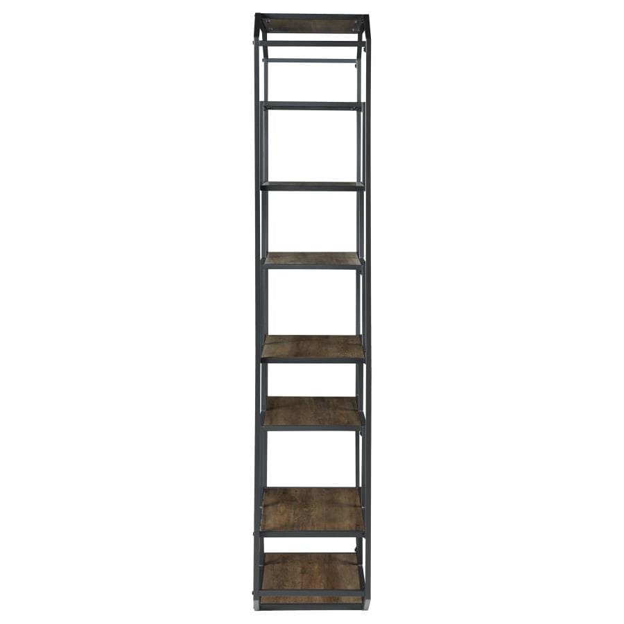 Leland 6-shelf Bookcase Rustic Brown and Dark Grey