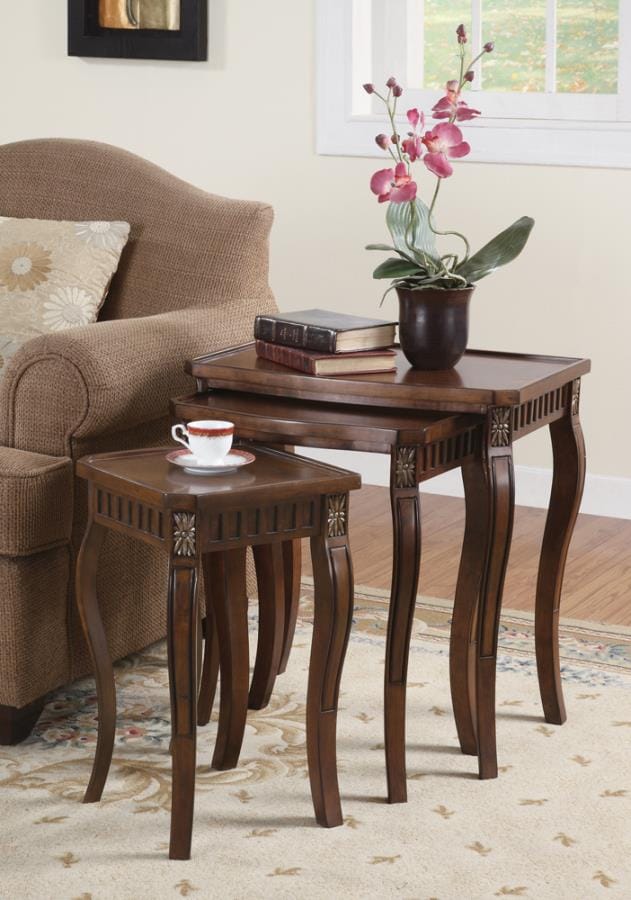 Daphne 3-piece Curved Leg Nesting Tables Warm Brown