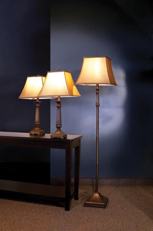3-piece Lamp Set Brown and Beige