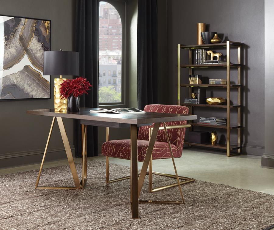 Sled Legs Accent Chair Wine and Rose Brass