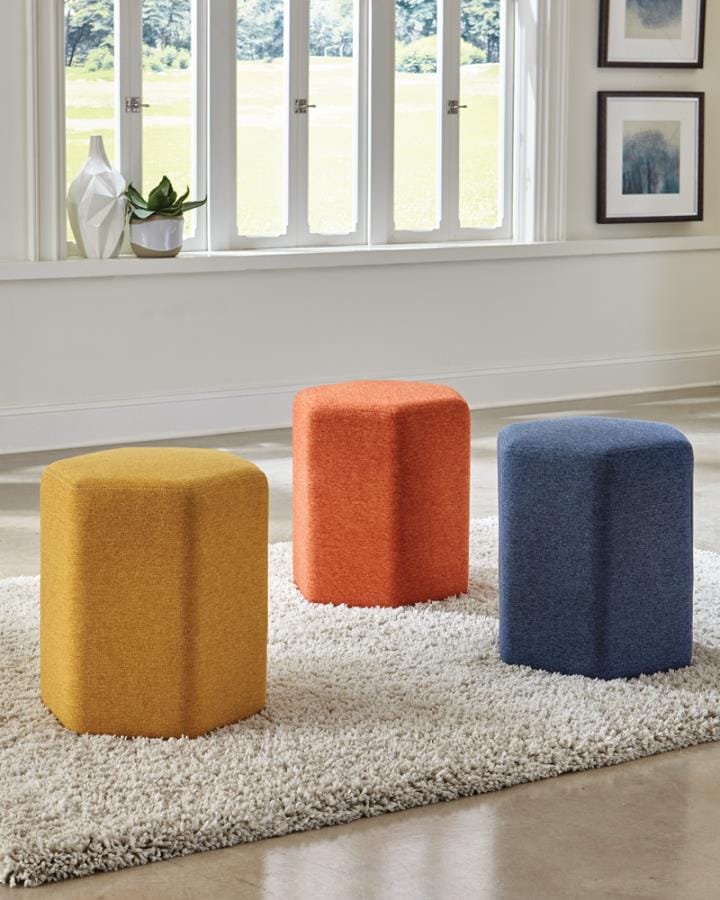 Hexagonal Upholstered Stool Yellow