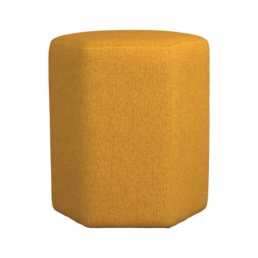 Hexagonal Upholstered Stool Yellow