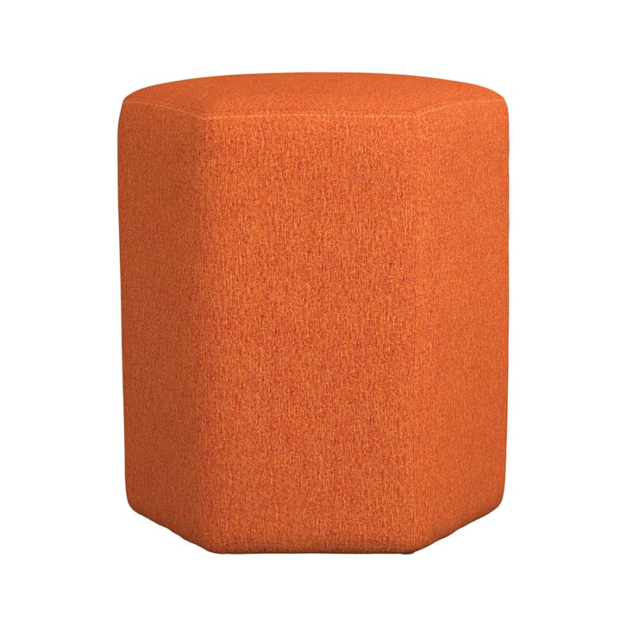 Hexagonal Upholstered Stool Orange