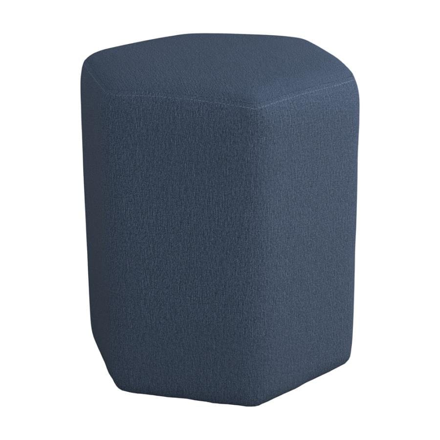 Hexagonal Upholstered Stool Blue