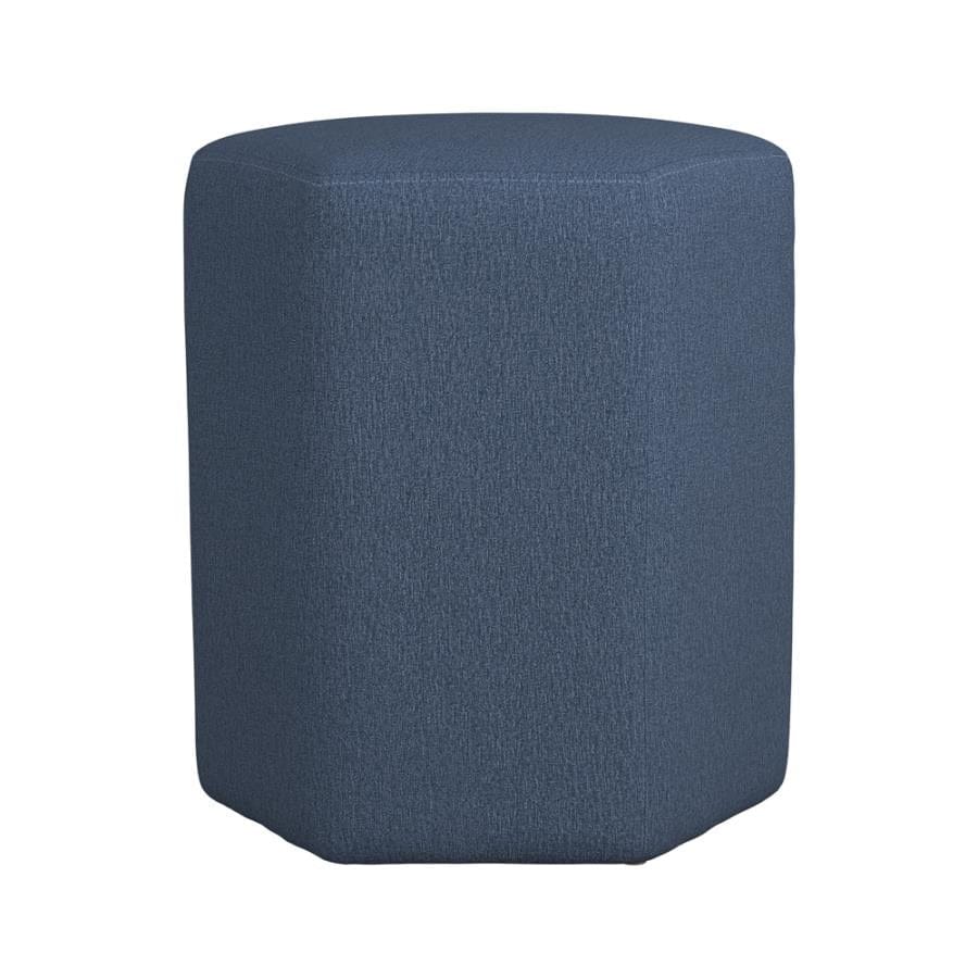 Hexagonal Upholstered Stool Blue