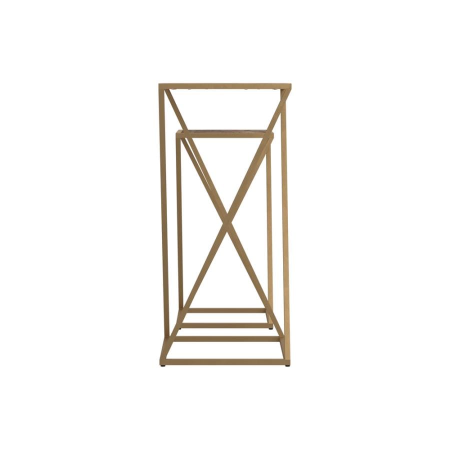 2-piece Square Nesting Table Weathered Natural and Gold