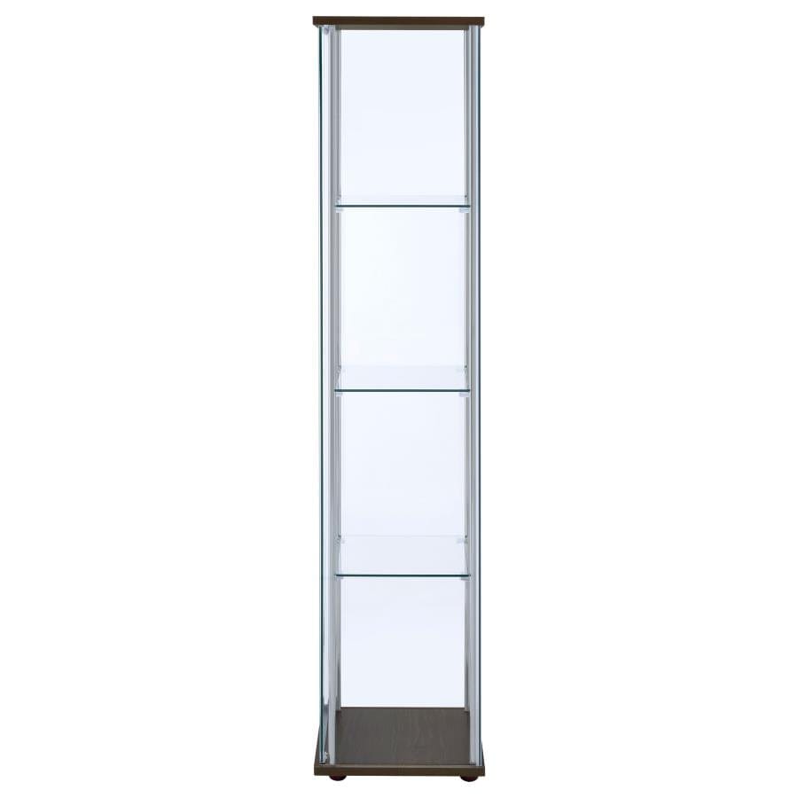Bellatrix Rectangular 4-shelf Curio Cabinet Cappuccino and Clear