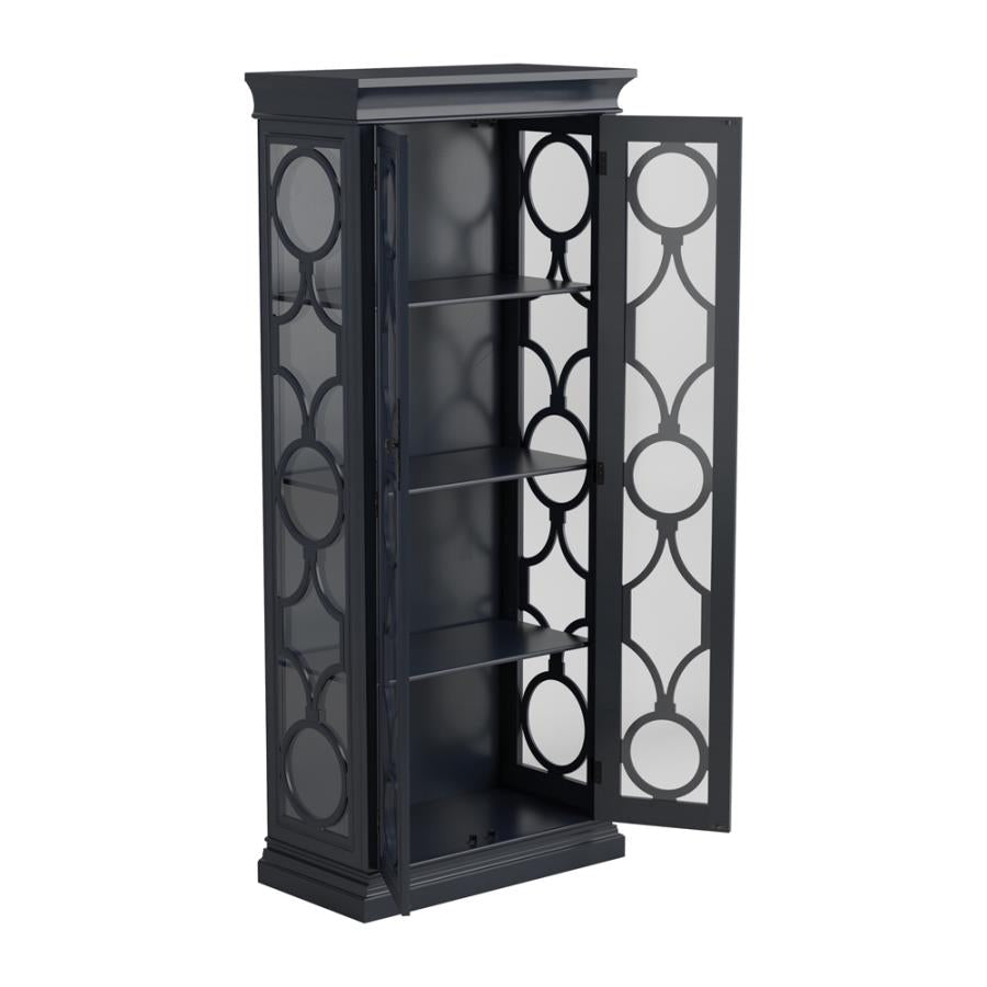 2-door Display Tall Cabinet Grey Blue