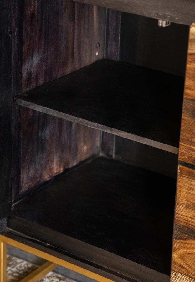 Zara 2-drawer Accent Cabinet Black Walnut and Gold