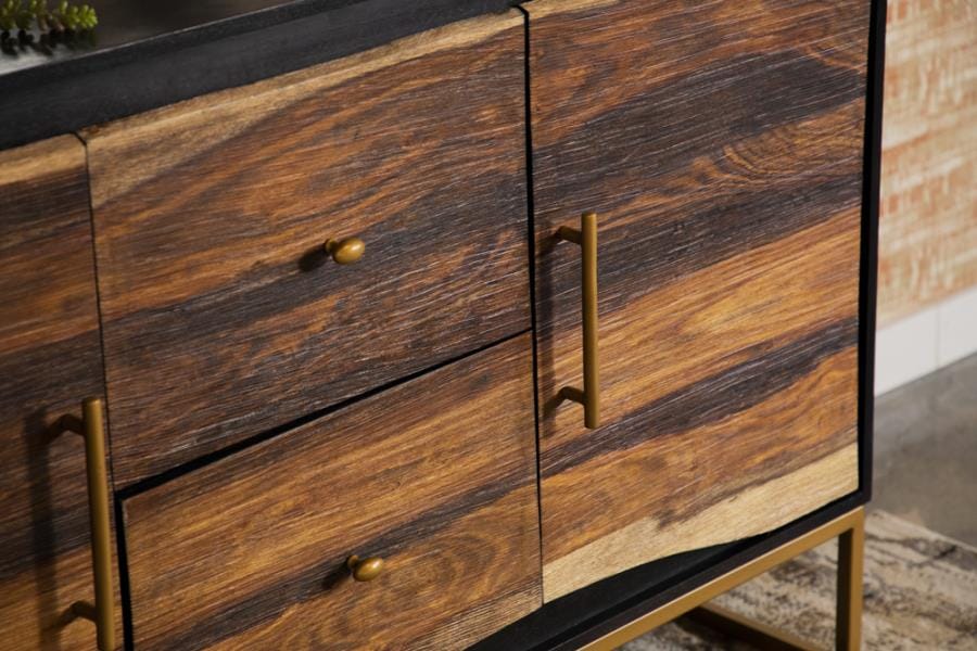 Zara 2-drawer Accent Cabinet Black Walnut and Gold