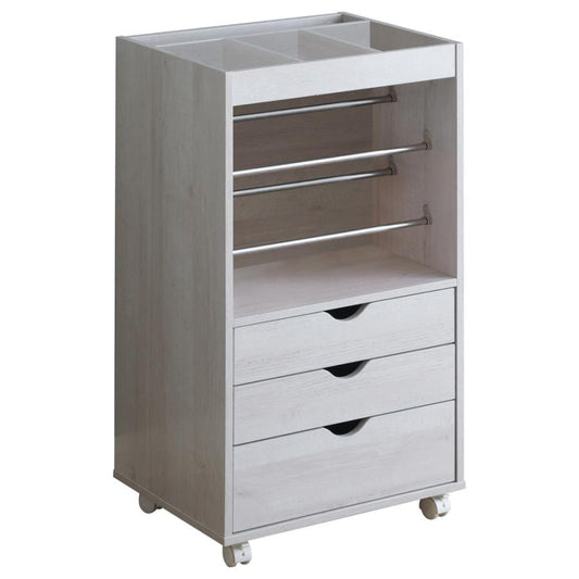 3-drawer Storage Cabinet with Caters White Oak